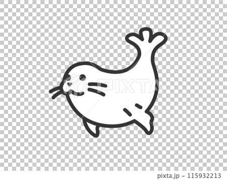 Illustration of a seal icon (line drawing) 115932213