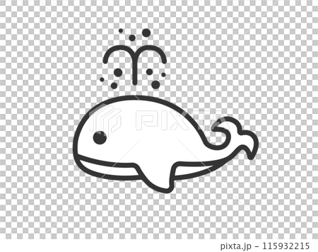 Illustration of a spouting whale icon (line drawing) Illustration of a spouting whale icon (line drawing) 115932215