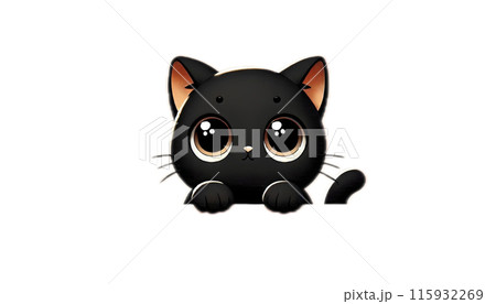 まんまるな瞳の小さなかわいい黒猫のイラスト素材 [115932269] - PIXTA