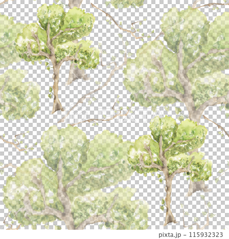 green tree seamless pattern with branches and leaves, green tree seamless pattern with branches and leaves, 115932323