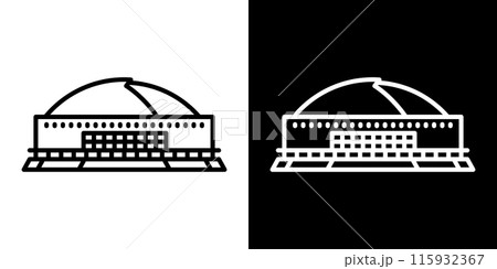 シンプルな福岡ドームのラインアイコン 115932367