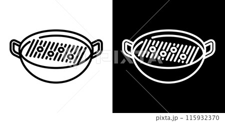 シンプルなもつ鍋のラインアイコン シンプルなもつ鍋のラインアイコン 115932370
