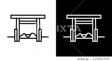 シンプルな夫婦岩のラインアイコン シンプルな夫婦岩のラインアイコン 115932379