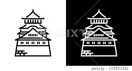 シンプルな小倉城のラインアイコン 115932382
