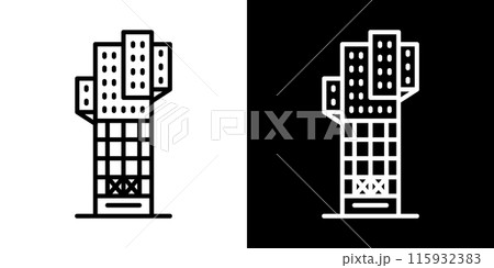 シンプルな旧志免鉱業所竪坑櫓のラインアイコン シンプルな旧志免鉱業所竪坑櫓のラインアイコン 115932383