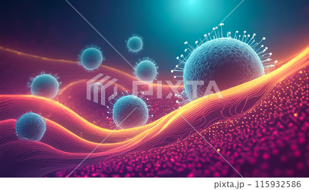 CG背景イラスト　カラフルなウイルス 115932586