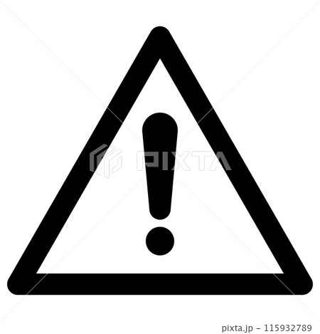 Other danger ahead sign, exclamation mark in triangle symbol, black and white illustration isolated on white Other danger ahead sign, exclamation mark in triangle symbol, black and white illustration isolated on white 115932789