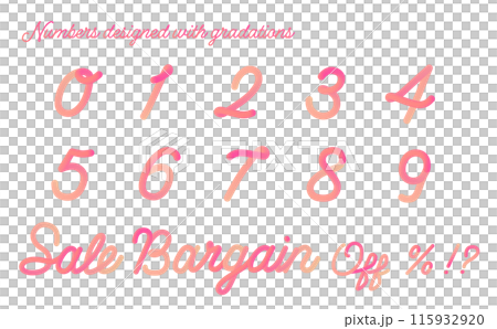 Vector gradient numbers in pink 115932920