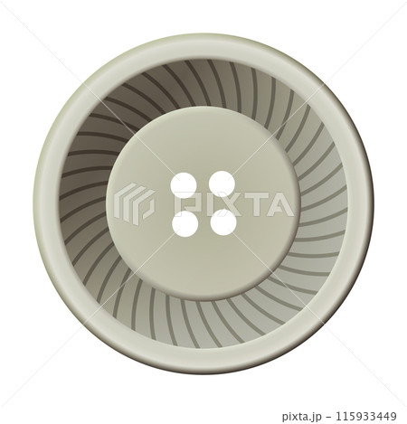 Sewing button icon, isolated on white. Circular button for clothes, art or crafts. Fashion and needlework. Vector isolated illustration 115933449