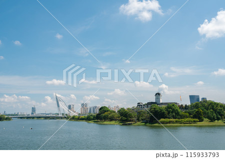 View of Seri Wawasan Bridge and lake city in Putrajaya, Malaysia View of Seri Wawasan Bridge and lake city in Putrajaya, Malaysia 115933793