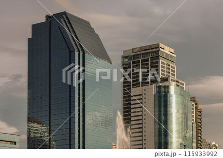 Architecture view of Modern high-rise buildings on sky background at evening time. Architecture view of Modern high-rise buildings on sky background at evening time. 115933992