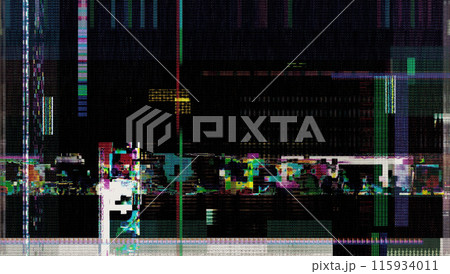 Digital errors on the screen. Colorful stripes noisy television screen Digital errors on the screen. Colorful stripes noisy television screen 115934011
