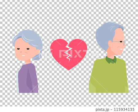 老人シニア夫婦男女。破局した二人。 115934135