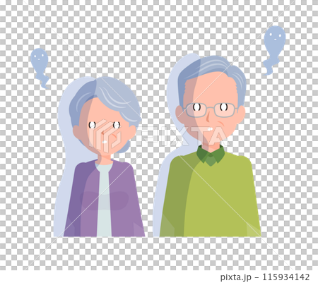Elderly senior couple man and woman. Despair, shocked expression. 115934142