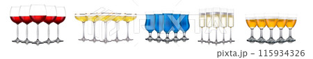Set of different glasses for drinks and cocktails on white background 115934326