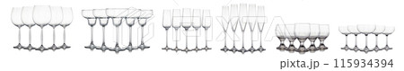 Set of different empty glasses for drinks and cocktails on white background 115934394