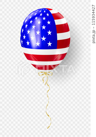 3d realistic balloon USA. Independence Day Balloon. American flag 3d realistic balloon USA. Independence Day Balloon. American flag 115934427