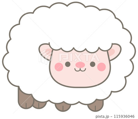 Cute happy farm life in Children Style Cartoon illustration chubby sheep 115936046