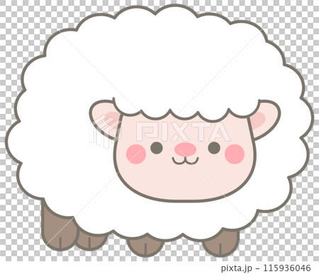 Cute happy farm life in Children Style Cartoon illustration chubby sheep 115936046