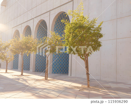 Exterior view of the Cultural Foundation, a museum and exhibition hall highlighting Arab Culture at the Qasr Al Hosn Fort grounds in Abu Dhabi Exterior view of the Cultural Foundation, a museum and exhibition hall highlighting Arab Culture at the Qasr Al Hosn Fort grounds in Abu Dhabi 115936290