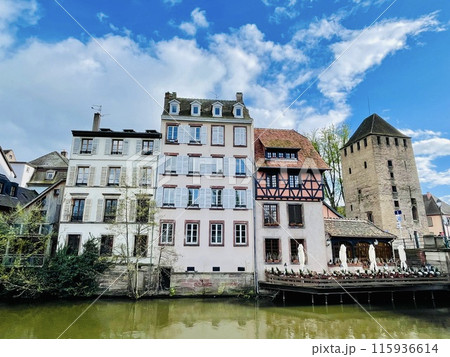 Beautiful travel landscape in Strasbourg., France on a sunny day.  115936614