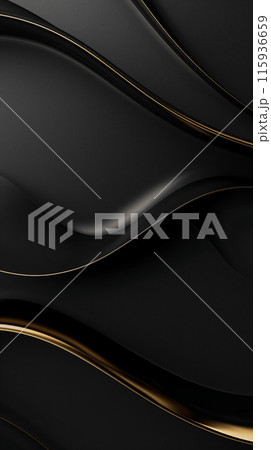 Gold and black carbon intertwined on a vertical background, abstract design for product advertising Gold and black carbon intertwined on a vertical background, abstract design for product advertising 115936659