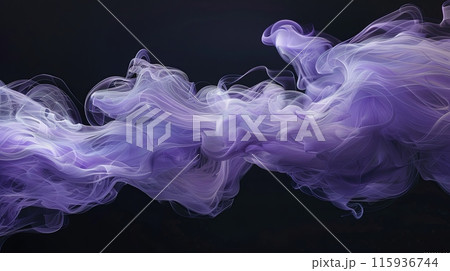 Essential plumes of lilac smoke on a black background, idea for a screensaver Essential plumes of lilac smoke on a black background, idea for a screensaver 115936744