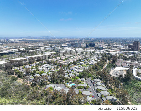 Aerial view of community condominium apartment, San Diego, California Aerial view of community condominium apartment, San Diego, California 115936925