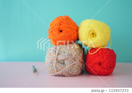 Close-up shot of colorful yarn  115937253