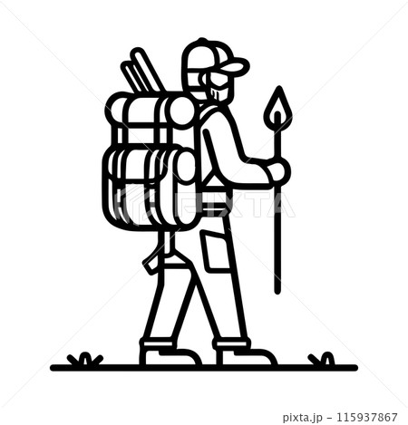 survival icon or modern line symbol. Vector line art and icon design with bold outline. Black and white Pixel Perfect minimalistic symbol isolated white background. Silhouette simple thin sign survival icon or modern line symbol. Vector line art and icon design with bold outline. Black and white Pixel Perfect minimalistic symbol isolated white background. Silhouette simple thin sign 115937867