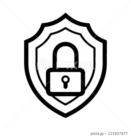 security icon or modern line symbol. Vector line art and icon design with bold outline. Black and white Pixel Perfect minimalistic symbol isolated white background. Silhouette simple thin sign 115937877