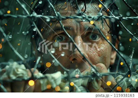 Abstract sparkling lights and blurred foliage 115938163