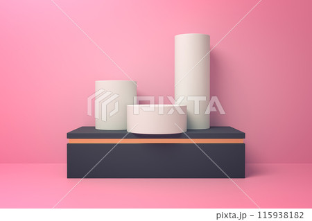 Minimalistic geometric shapes on pink background 115938182
