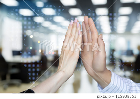 Concept of cooperation when working in a team. 115938553