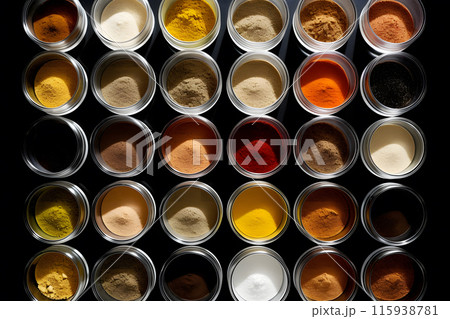 Many different types of herbs and spices. Neural network AI generated art 115938781