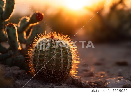 Top view of exotic cactus in desert. Neural network AI generated art Top view of exotic cactus in desert. Neural network AI generated art 115939022