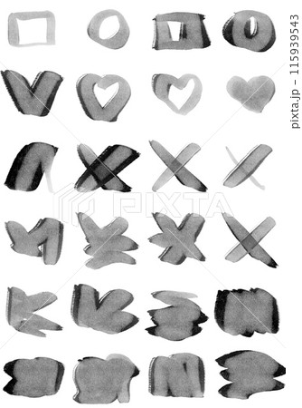 Hand-drawn pencil pattern elements and shapes 115939543