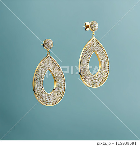 3d render concept design earrings gold silver minimal jewelry 115939691
