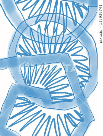 Hand drawn blue abstract shapes made with pencil watercolor digital background 115939741