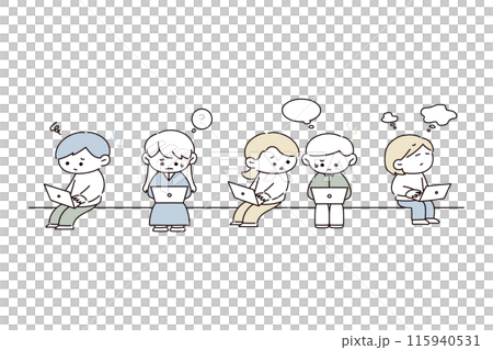 Illustration of people working on computers 115940531