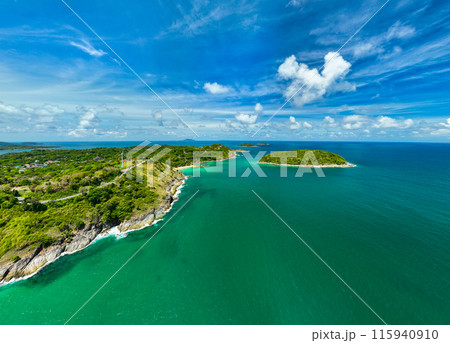 Aerial view of Tropical sea in the beautiful Phuket island Thailand, Travel and business tour website background concept 115940910