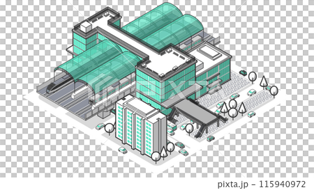 Vector illustration of a three-dimensional station seen from above Vector illustration of a three-dimensional station seen from above 115940972
