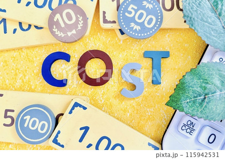 かかるコストを考える、costの文字 かかるコストを考える、costの文字 115942531
