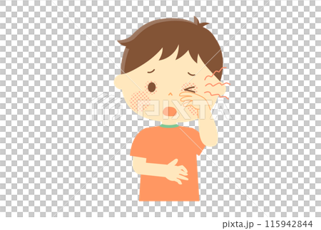 Boy rubbing his itchy eyes 115942844