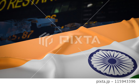 The India flag  and Business chart  for Background concept 3d rendering. 115943396