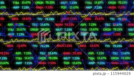 Image of financial data processing over connections Image of financial data processing over connections 115944029