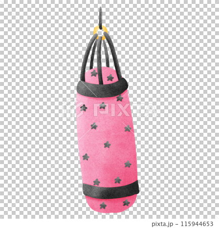 Punching bag isolated on white background, Pink boxing sandbag 115944653