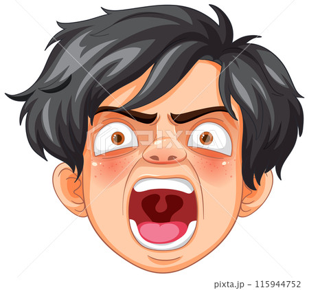 Angry Expression Cartoon Faceのイラスト素材 [115944752] - PIXTA