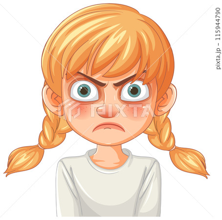 Angry Girl with Braided Hair 115944790