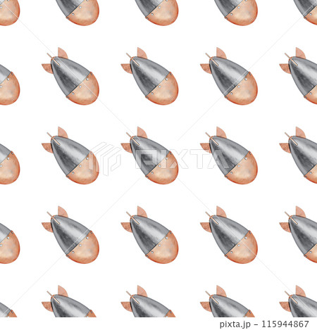Atomic Nuclear Bomb Seamless Wallpaper Isolated on White Background. One of the Nuclear War Symbol. 3D Illustration. File with Clipping Path. 115944867